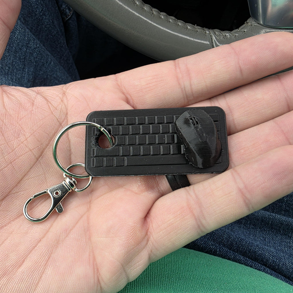 PC Gamer Keyboard & Mouse 3D Printed Keychain